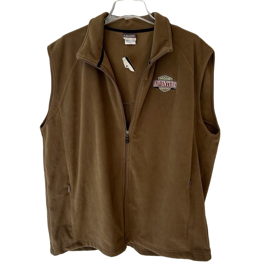 NWT Ouray Sportswear Moab Adventure Center Embroidered Tan Fleece Vest‎ Size 2X